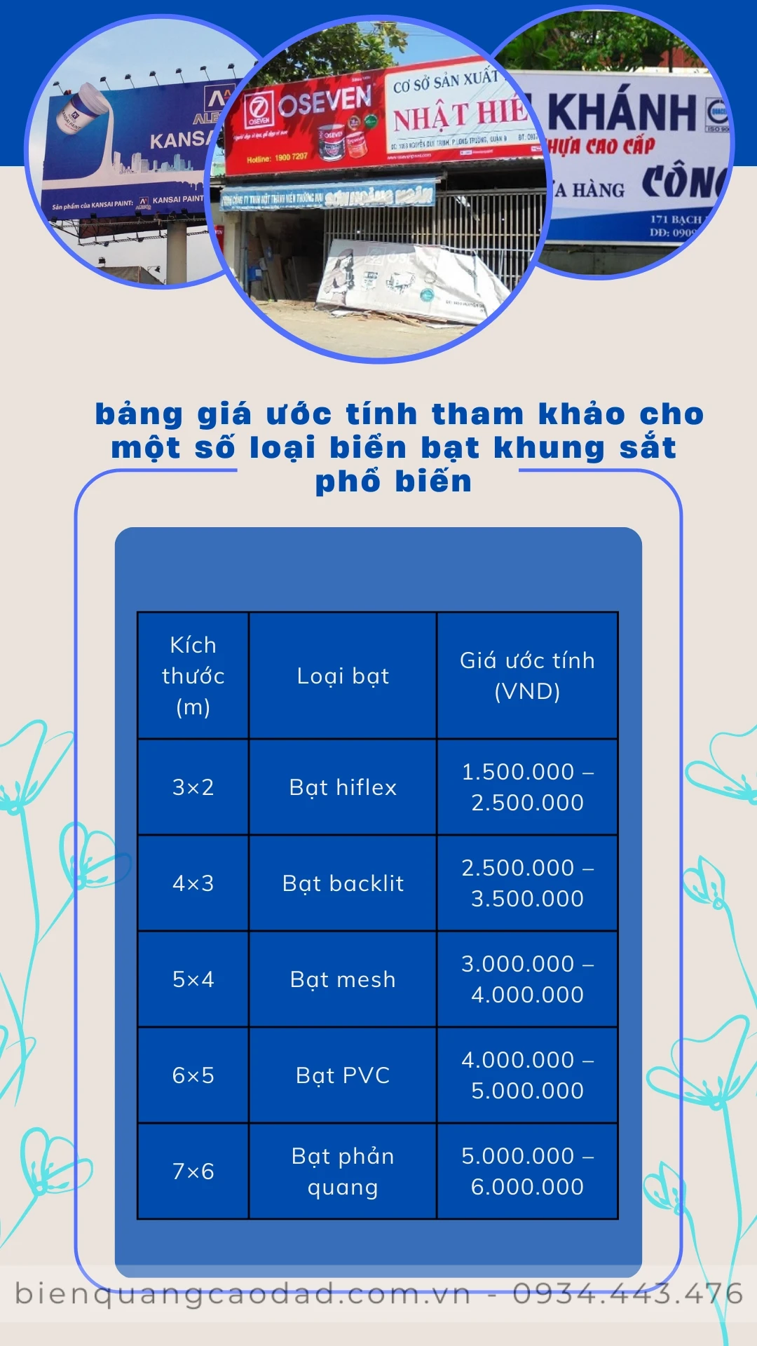 Báo giá làm biển quảng cáo biển bạt khung sắt